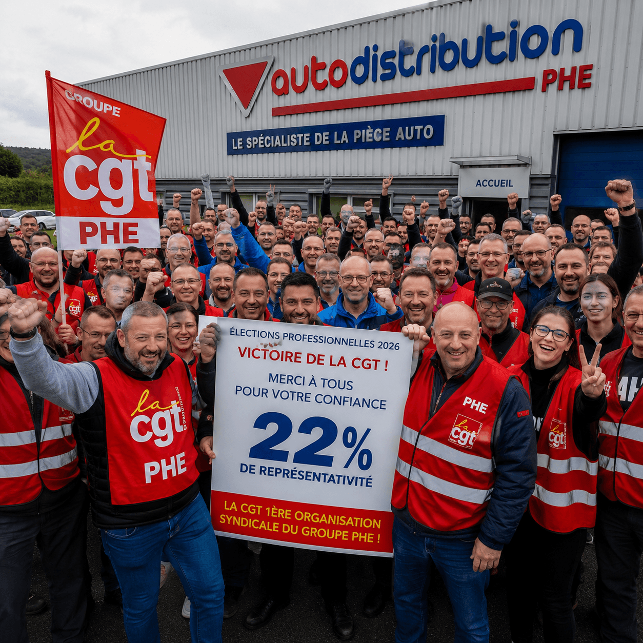 Victoire aux élections professionnelles du groupe PHE (Autodistribution)