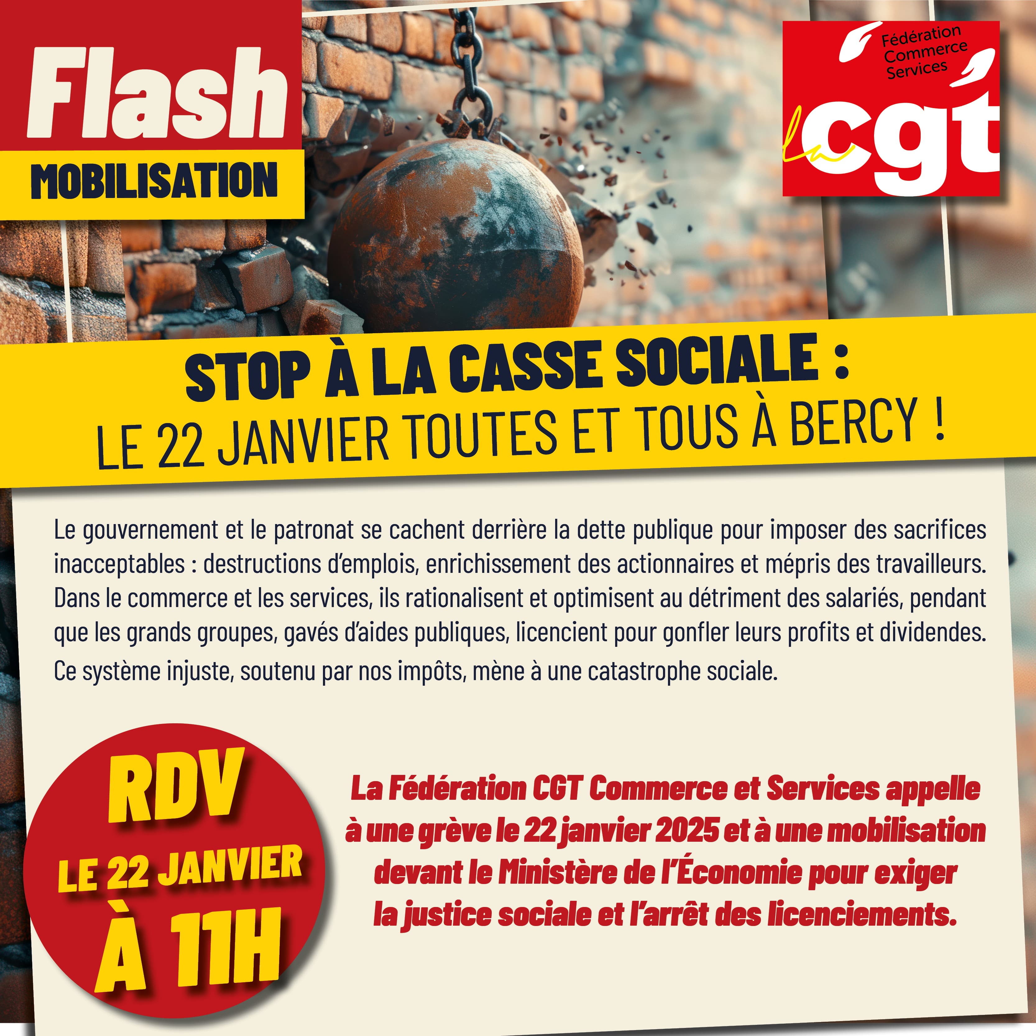 Stop à la casse sociale : le 22 janvier toutes et tous à Bercy !