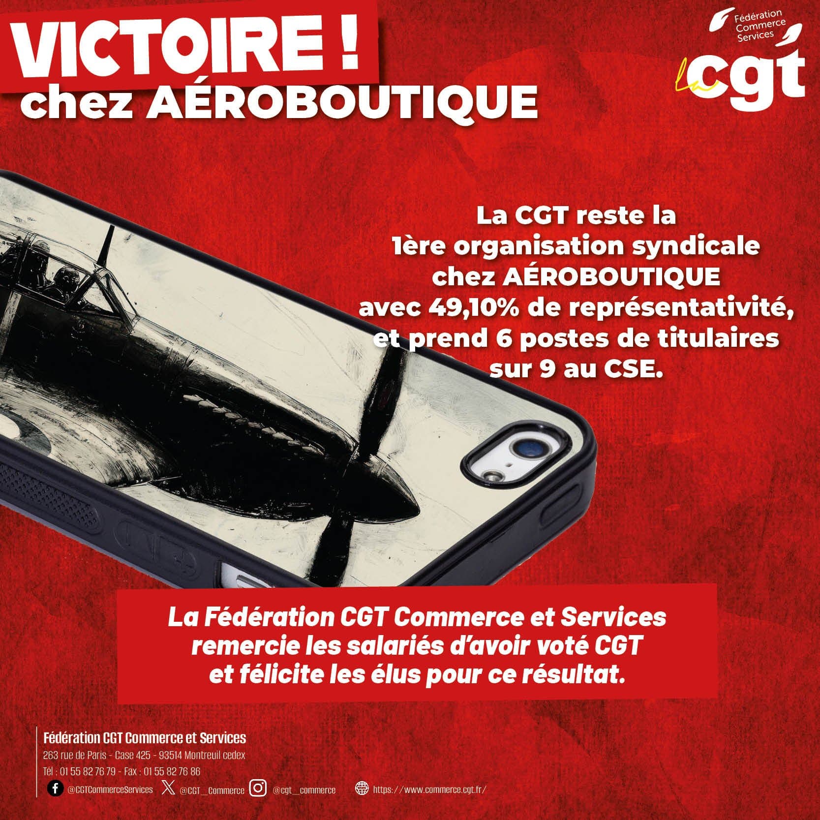 Victoire CGT aux élections professionnelles chez AEROBOUTIQUE