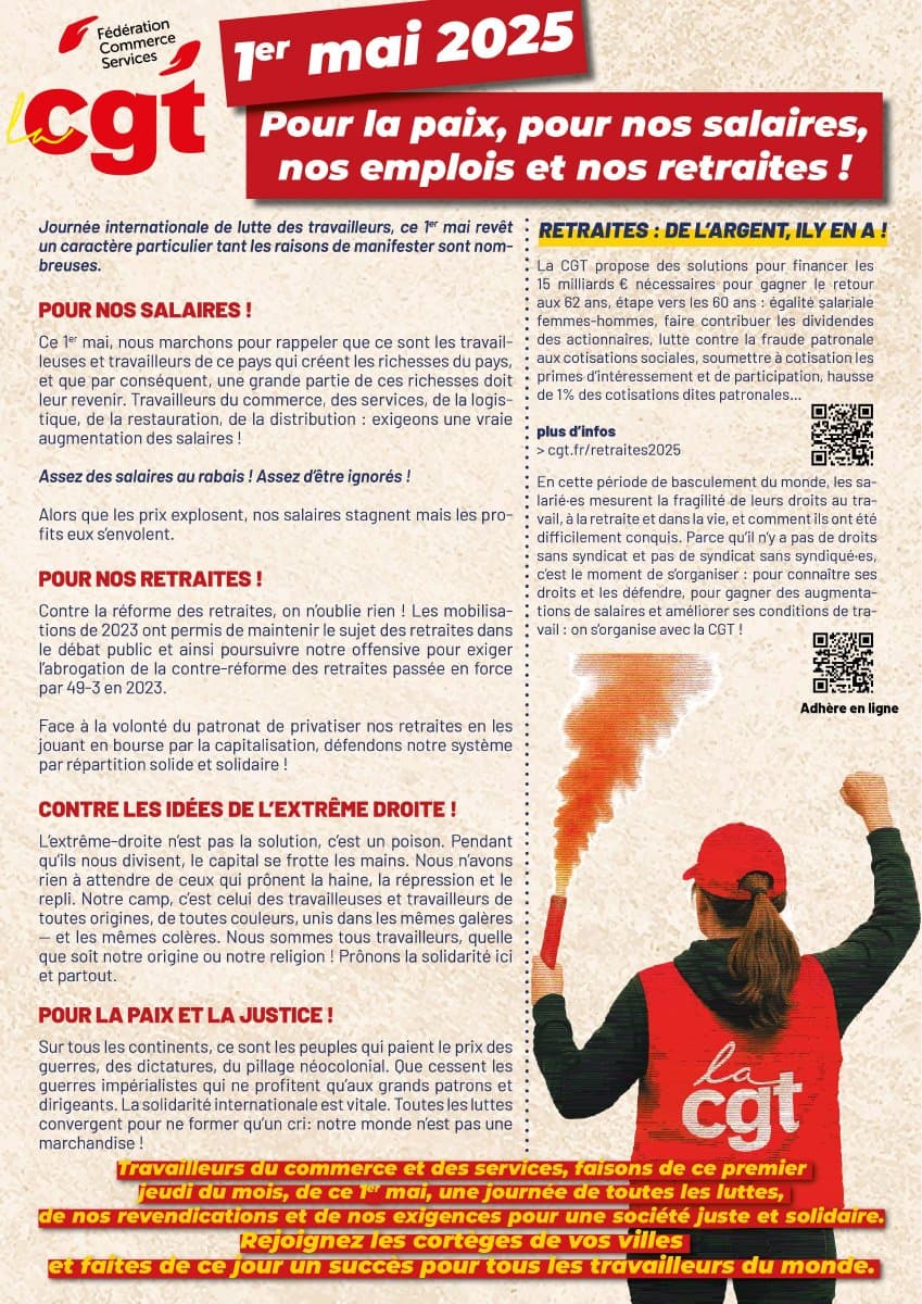1er mai 2025 : on ne cueille pas nos droits, on les arrache