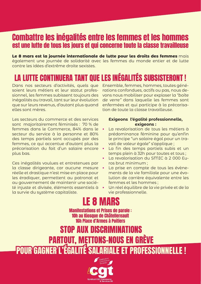 8 mars : pour l'égalité, toutes et tous en grève !